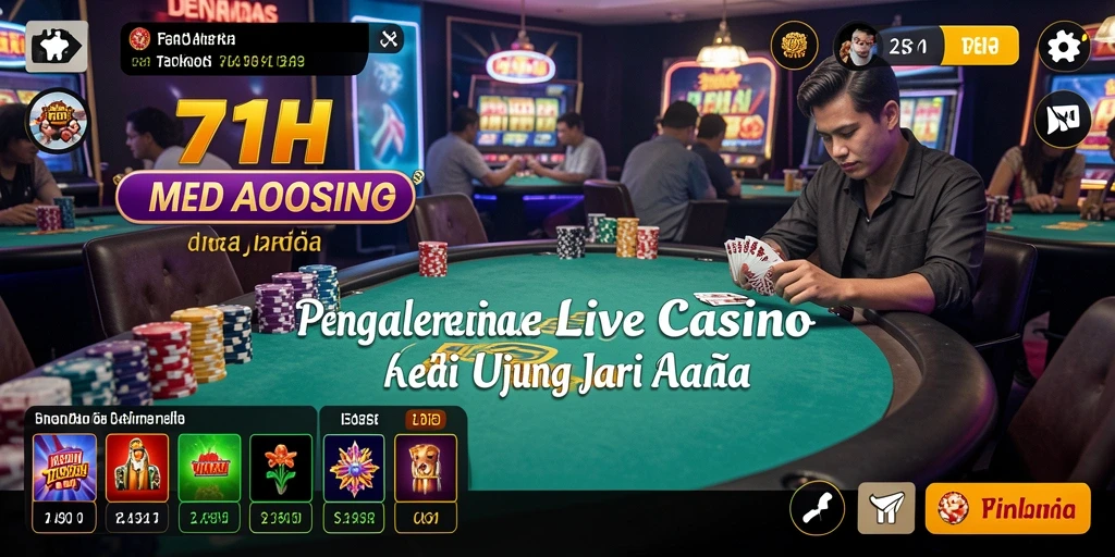 Screenshot gameplay 71H menampilkan dealer live yang sedang beraksi di meja permainan.