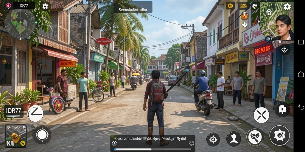 Screenshot gameplay IDR77 yang menunjukkan interaksi karakter dalam simulasi.