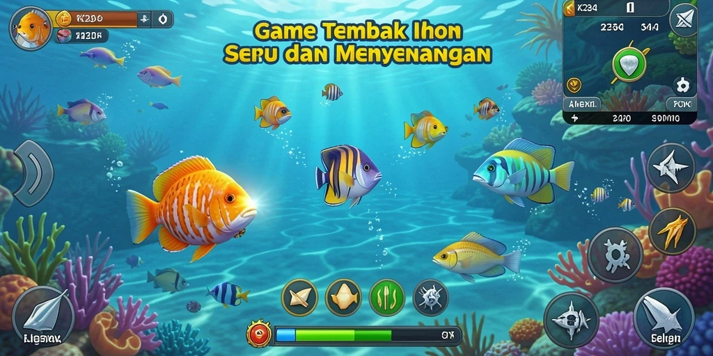 Tampilan gameplay seru dalam K234 dengan ikan yang beraneka ragam.