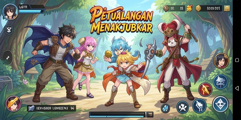 Tangkapan layar game anime LG111 menampilkan pertarungan epik.