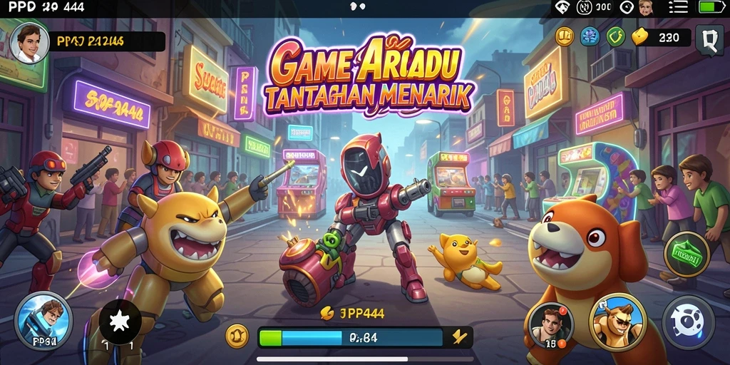 Screenshot gameplay PP444 menampilkan aksi seru di dalam game Arcade.